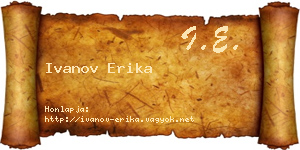Ivanov Erika névjegykártya